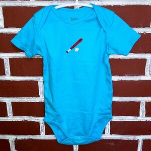 Pekkle | embroidered basebol bat blue onesie | size 24m